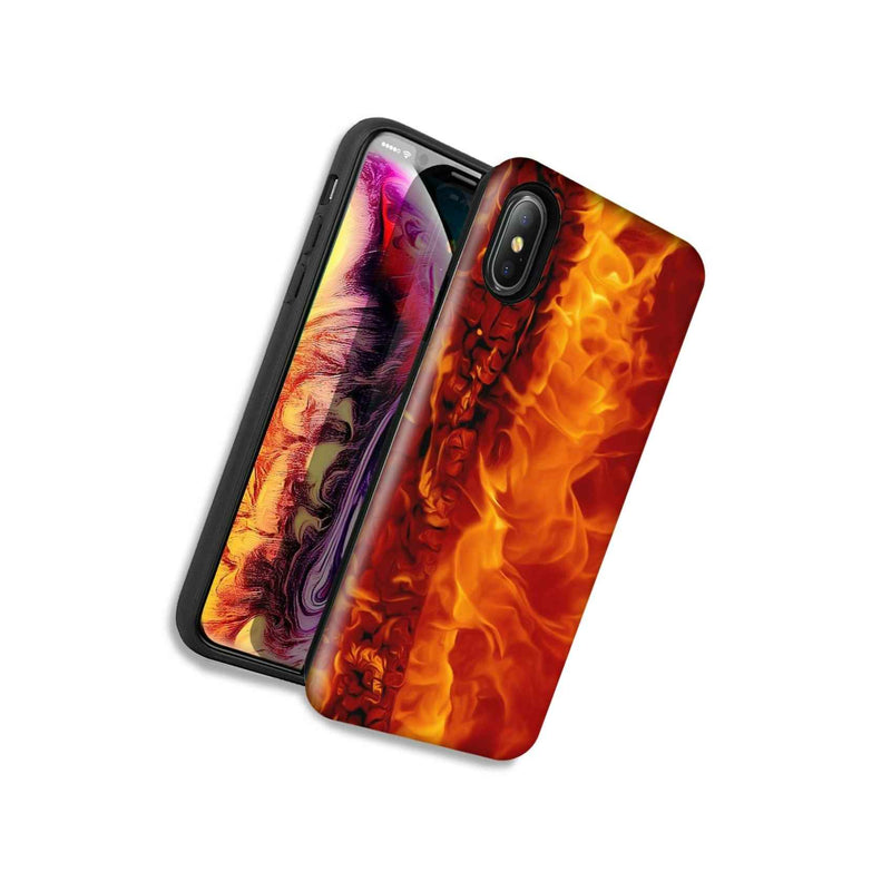 Fire Double Layer Hybrid Case Cover For Apple Iphone Xs X