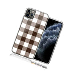 For Apple Iphone 12 Pro Max Brown Plaid Design Double Layer Phone Case
