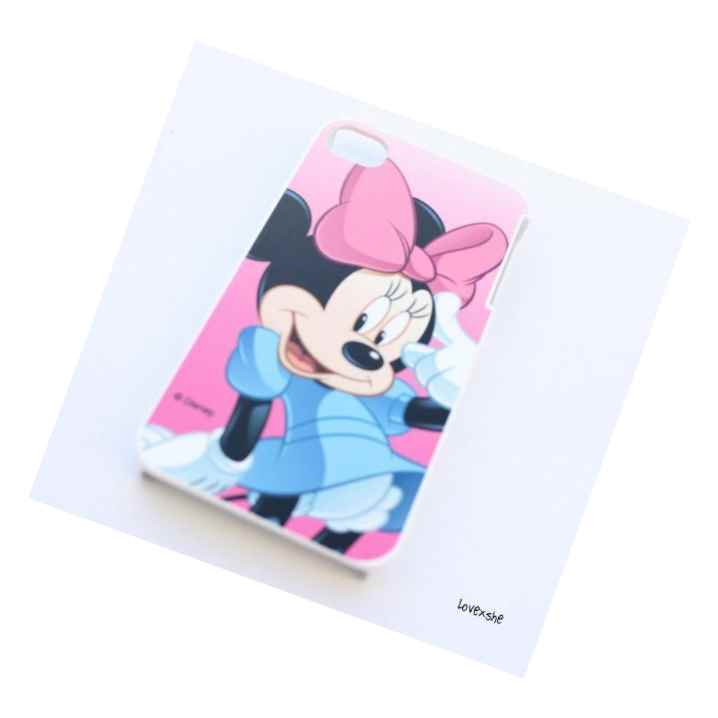 Iphone 4 4G 4S Hard Protector Case Cover Plate Disney Minnie Mouse Pink Blue