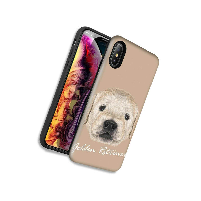 Golden Retriever Puppy Double Layer Hybrid Case Cover For Apple Iphone Xs Max