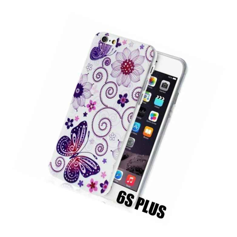For Iphone 6 6S Plus Soft Tpu Rubber Skin Case Cover Purple Flowers