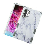 For Samsung Galaxy Note 10 Plus Hard Hybrid Armor Impact Case White Marble