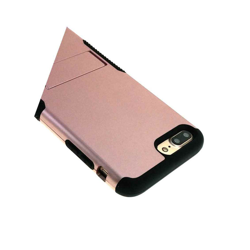 Iphone 7 8 Plus Hybrid Hard Soft Armor Case Cover Rose Gold Black Kickstand