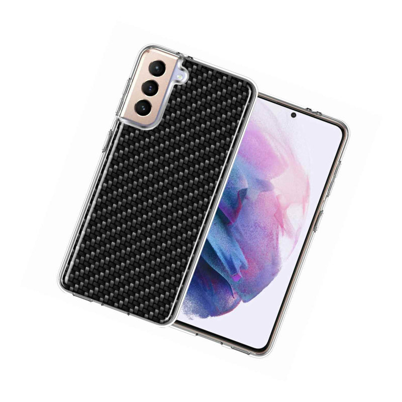 For Samsung Galaxy S21 Plus Carbon Fiber Look Double Layer Phone Case Cover