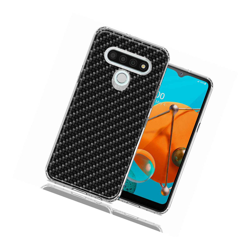 For Lg Stylo 6 Carbon Fiber Look Double Layer Phone Case Cover