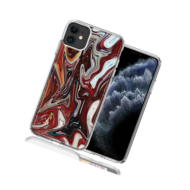 For Apple Iphone 12 Mini Red White Abstract Design Double Layer Phone Case