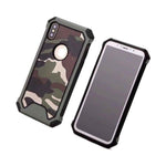 Iphone X Xs Hard Hybrid High Impact Armor Skin Case Cover Camo Green Army