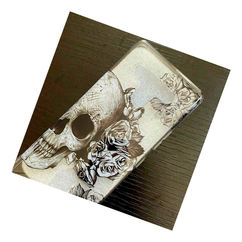 For Lg Stylo 6 Ultra Thin Tpu Rubber Skin Case Cover Black Clear Skull Roses