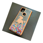 For Oneplus Nord N10 5G Floating Water Liquid Glitter Case Rose Gold Unicorn