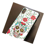 For Iphone X Xs 10S Hard Tpu Rubber Glass Finish Case Candy Floral Skull