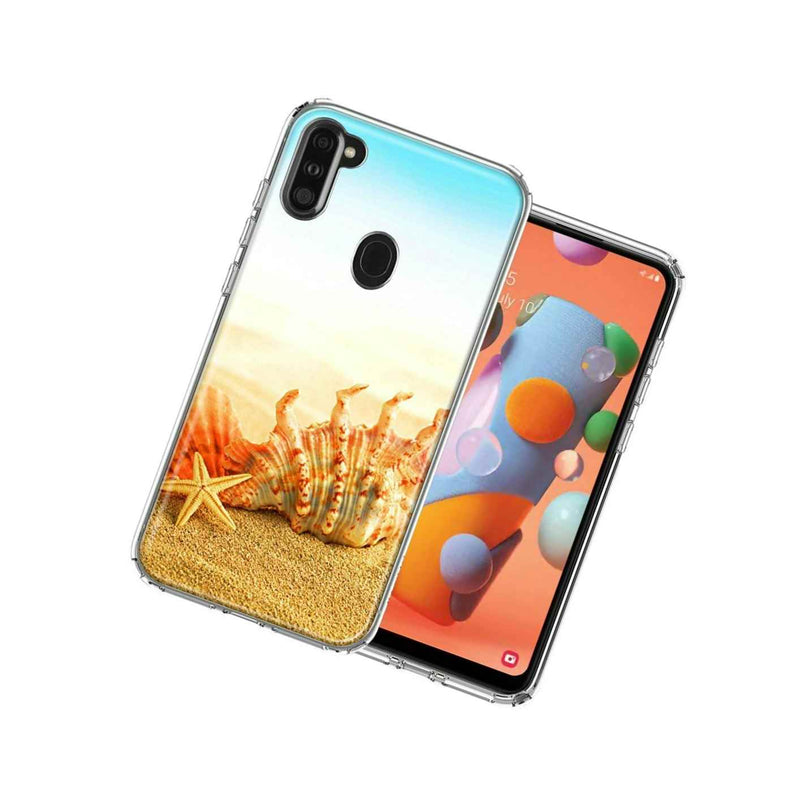 For Samsung A11 Beach Shell Design Double Layer Phone Case Cover