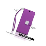 For Lg V20 Purple Pu Leather Card Wallet Diary Pouch Premium Phone Case Cover