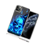 For Apple Iphone 12 Mini Flaming Skull Design Double Layer Phone Case Cover