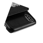 For Iphone X Xs 10S Black Skull Leather Card Pocket Wallet Kickstand Case
