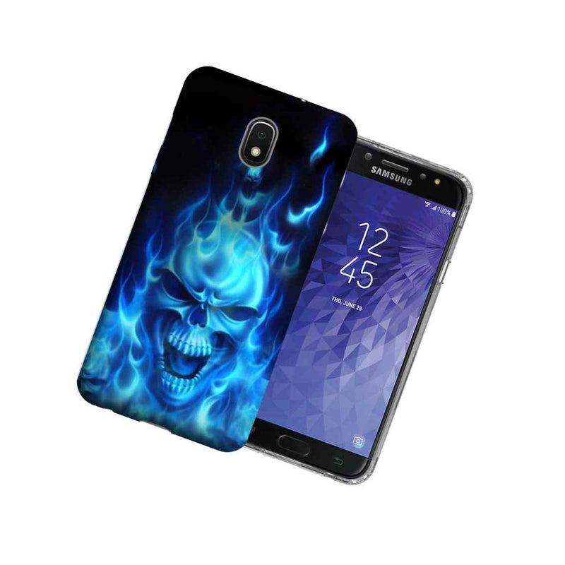 For Samsung Galaxy J3 J337 2018 Achieve Flaming Skull Slim Phone Case Cover