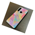 For Motorola Moto G Fast Hard Tpu Rubber Skin Case Shiny Rainbow Marble Flakes