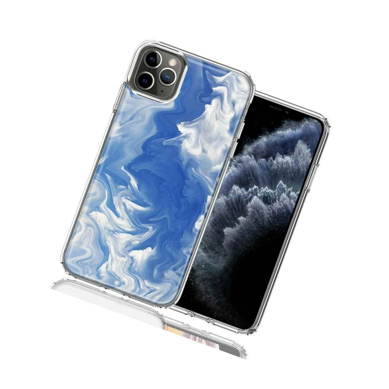 For Apple Iphone 12 Pro 12 Sky Blue Swirl Design Double Layer Phone Case Cover