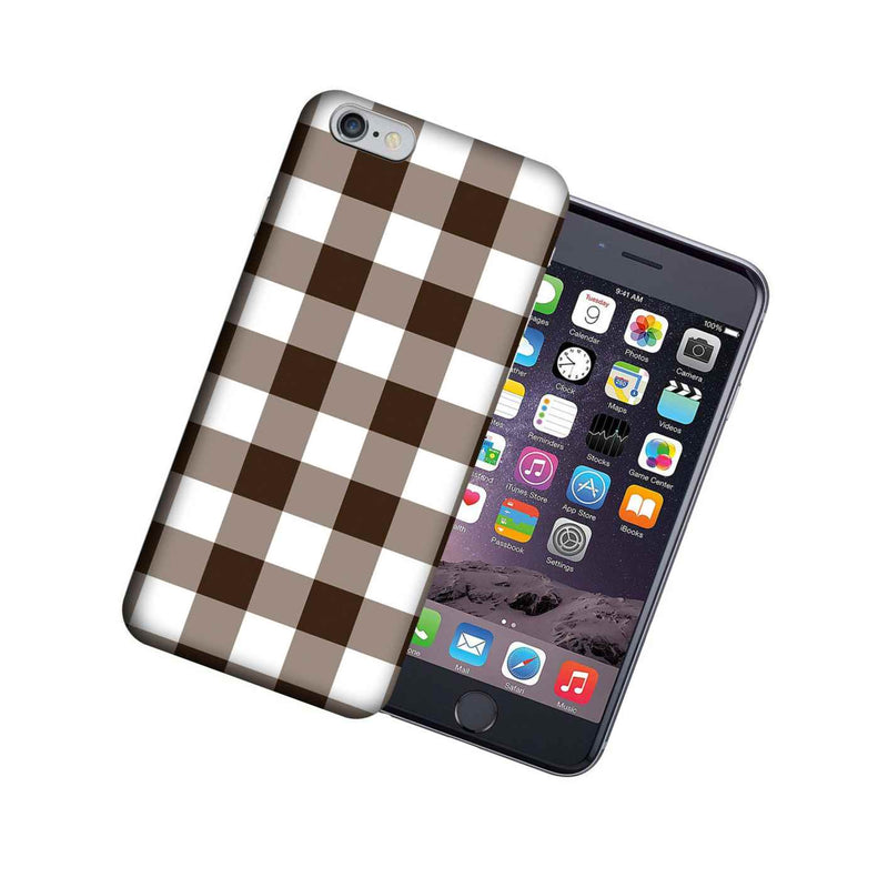 Mundaze Apple Iphone 6 Plus Design Case Brown White Plaid Cover