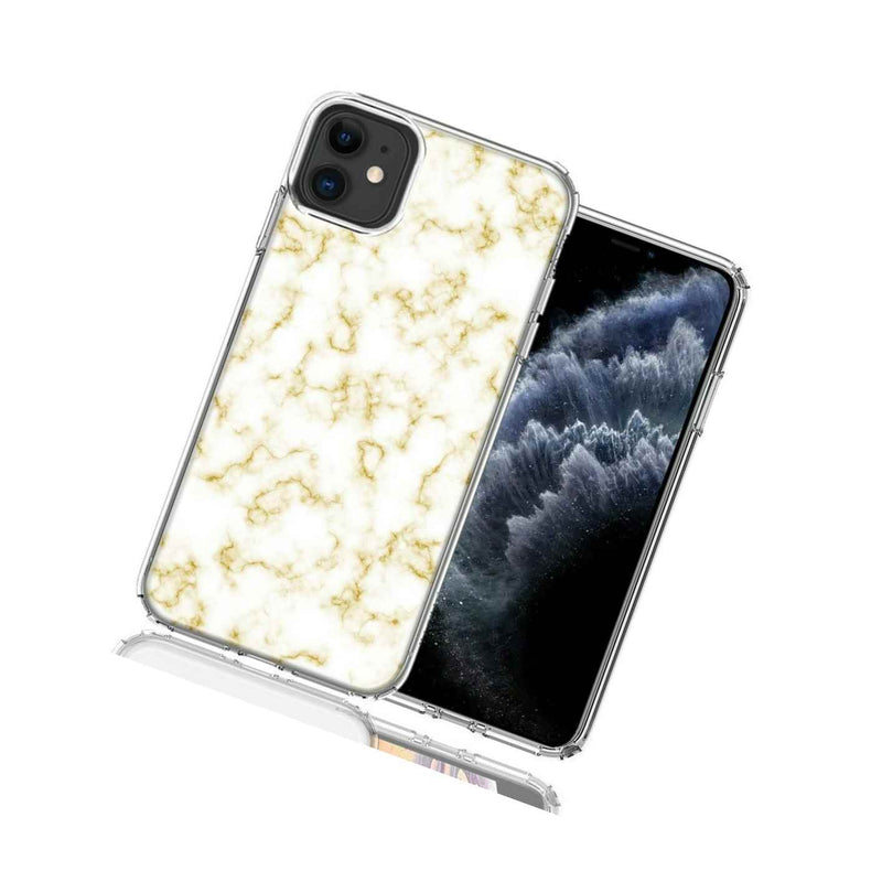 For Apple Iphone 12 Mini Gold Marble Design Double Layer Phone Case Cover