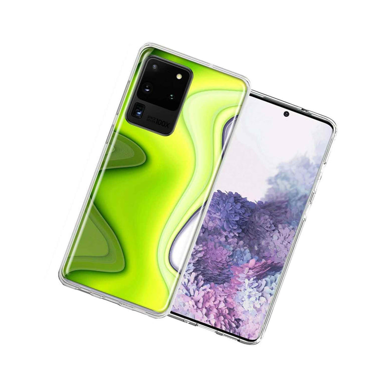 For Samsung Galaxy S20 Ultra Green White Abstract Double Layer Phone Case