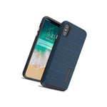 For Iphone Xs Max 6 5 Hard Rugged Hybrid Armor Navy Blue Non Slip Case Cover