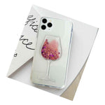 For Iphone 12 Pro Max 6 7 Rose Gold Wine Glass Glitter Liquid Tpu Rubber Case