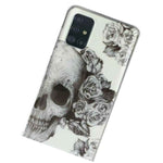 For Samsung Galaxy A51 4G Transparent Clear Tpu Rubber Case Black Skull Roses