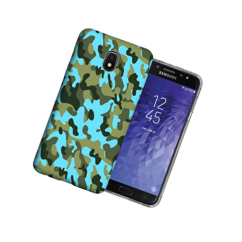 For Samsung Galaxy J7 J737 2018 Blue Green Camo Slim Phone Case Cover