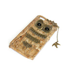 Iphone 5 5S Se Hard Snap On Protector Skin Case Gold Bronze Metal Owl W Chain