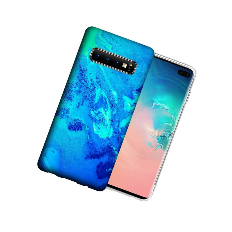 For Samsung Galaxy S10 Blue Abstract Paint Design Tpu Gel Phone Case Cover