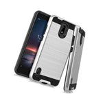 For Nokia 3 1A Nokia 3 1C Hard Hybrid Brushed Armor Skin Case Cover Silver