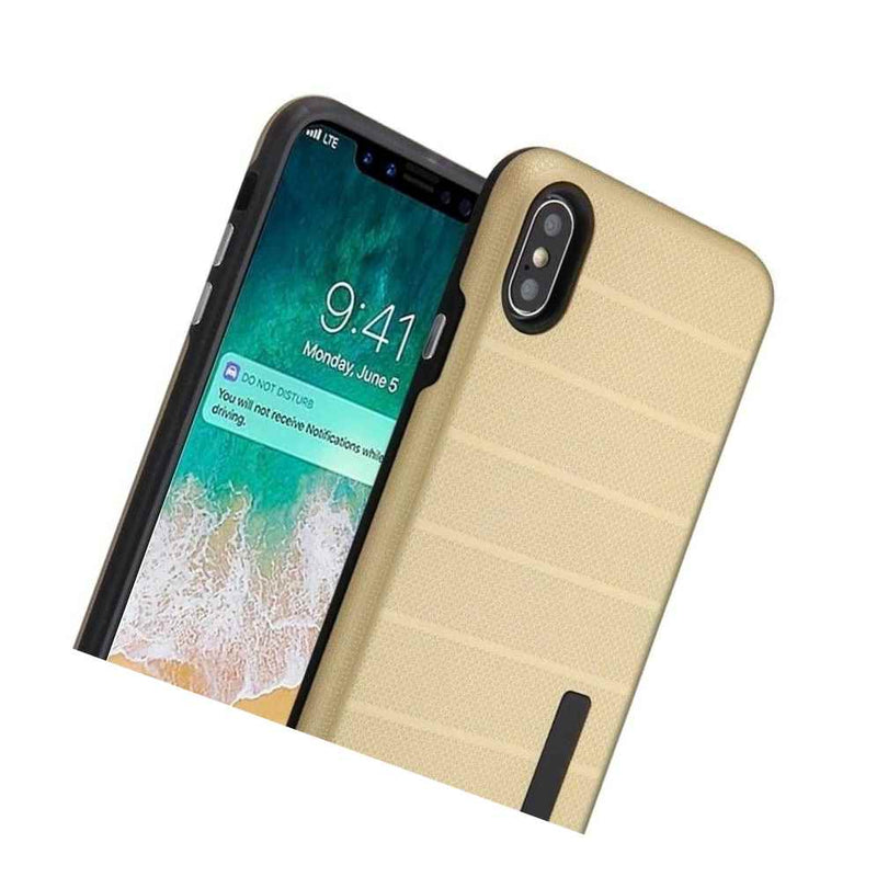For Iphone Xs Max 6 5 Hard Rugged Hybrid Armor Gold Non Slip Skin Case Cover