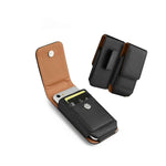 T Mobile Revvl Plus Black Leather Vertical Holster Pouch Swivel Belt Clip Case