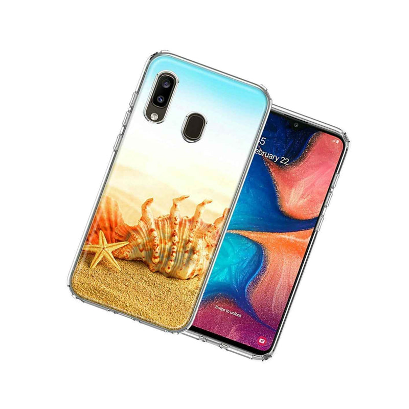 For Samsung A20 Beach Shell Design Double Layer Phone Case Cover