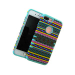 Iphone 7 8 Plus Hybrid Hard Soft Rubber Armor Case Cover Pink Blue Aztec