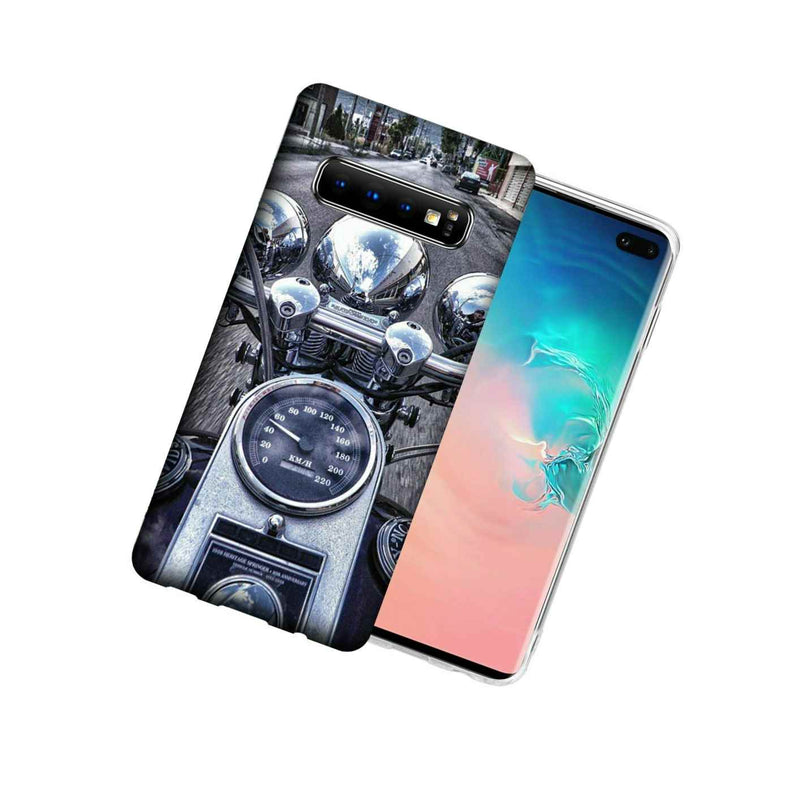 For Samsung Galaxy S10 Plus Motorcycle Chopper Design Gel Phone Case Cover