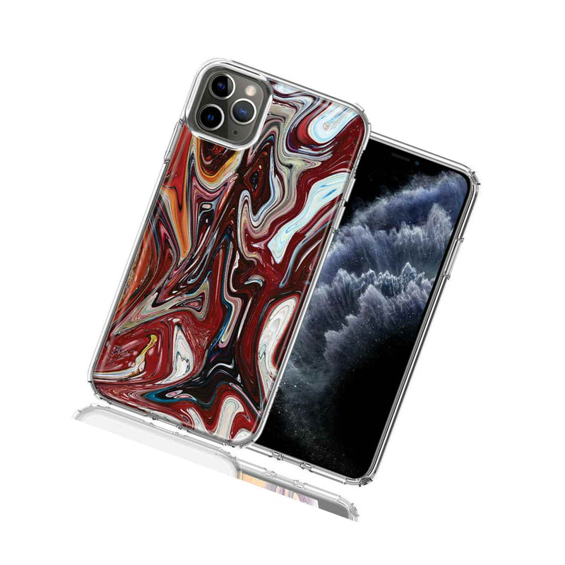For Apple Iphone 12 Pro 12 Red White Abstract Design Double Layer Phone Case