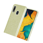 For Samsung Galaxy A20 A30 A50 Hard Rubber Case Cover Gold Shiny Glitter Sheet