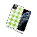 For Apple Iphone 12 Pro Max Green Plaid Design Double Layer Phone Case