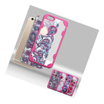 Iphone 6 Plus 6S Plus Hard Gummy Hybrid Armor Case Pink Purple Flowers Skin