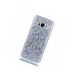 For Samsung Galaxy S8 Plus Tpu Rubber Gummy Case Cover Silver Glitter Sequins