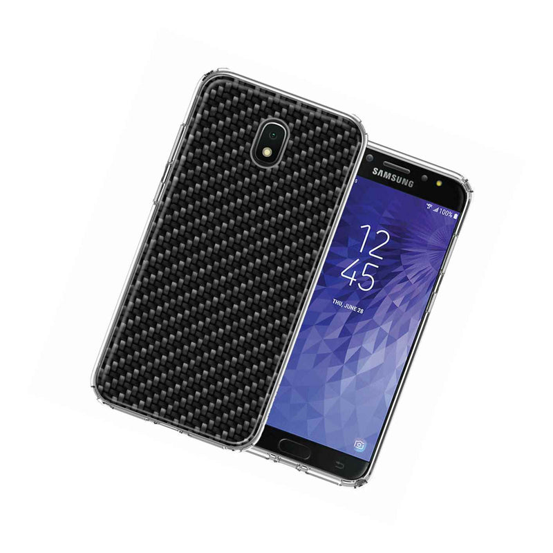 For Samsung Galaxy J7 2018 Star Crown Aura Carbon Fiber Look Double Layer Case