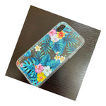 For Iphone Xr 6 1 Hard Rubber Spot Diamond Case Cover Green Hawaiian Flower