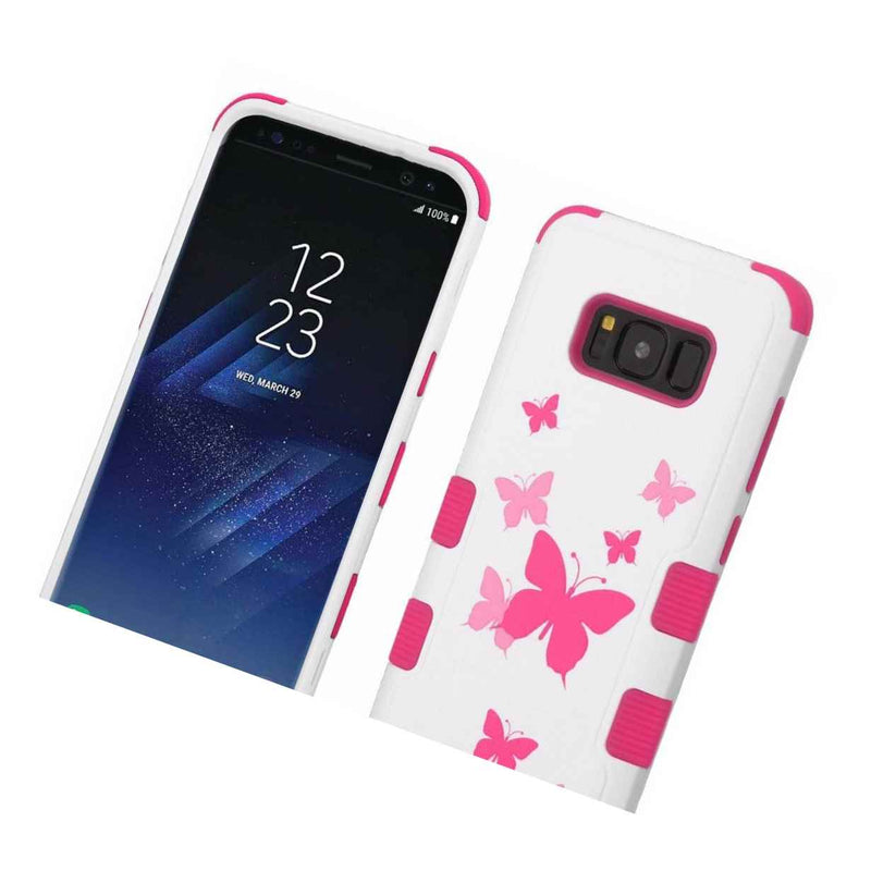 For Samsung Galaxy S8 Plus Hybrid Armor High Impact Phone Case Pink Butterfly