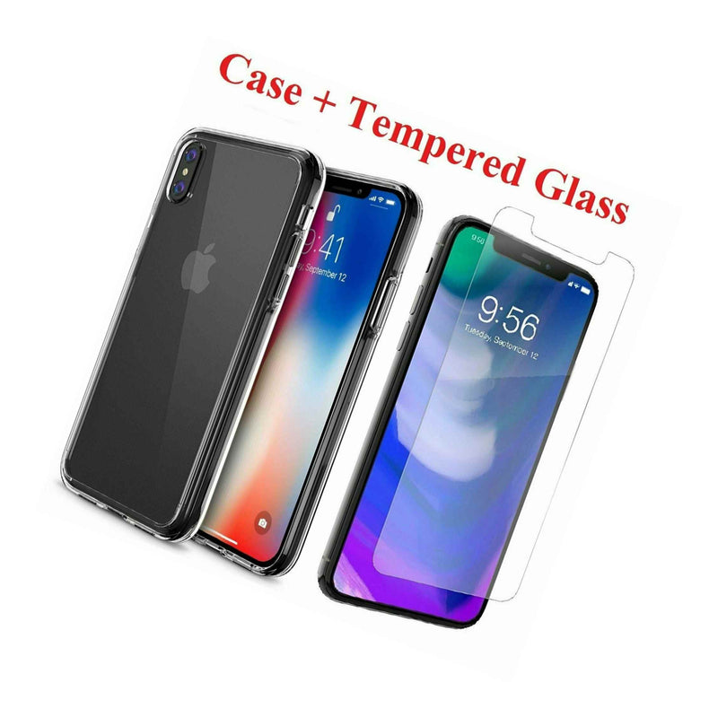 For Apple Iphone X Full Coverage Tempered Glass Screen Protector Clear Case
