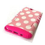 For Samsung Galaxy Note 5 Hard Soft Rubber Hybrid Armor Case Pink Polka Dots