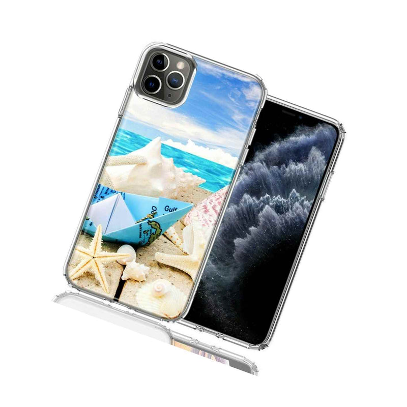 For Apple Iphone 12 Pro 12 Beach Paper Boat Design Double Layer Phone Case