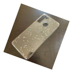 For Samsung Galaxy A21 Hard Rubber Case Cover Transparent Clear Glitter Stars
