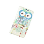For Lg K7 Tribute 5 Leather Wallet Holder Pouch Case Green Blue Flowers Owl