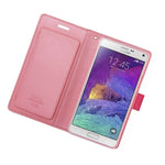 For Samsung Galaxy Note 4 Pink Leather Multi Card Wallet Pouch Holder Case
